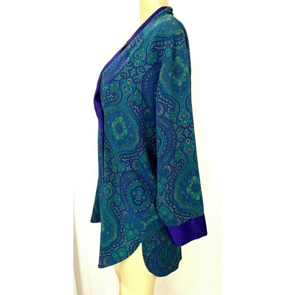 Victoria Secret Gold Label Double Breasted Robe Paisley Silky Long Sleev… - Picture 2 of 5